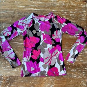 NWOT Trina Turk Pink Boat Neck Long Sleeve Thumbhole Swim Shirt/Cover Up, S